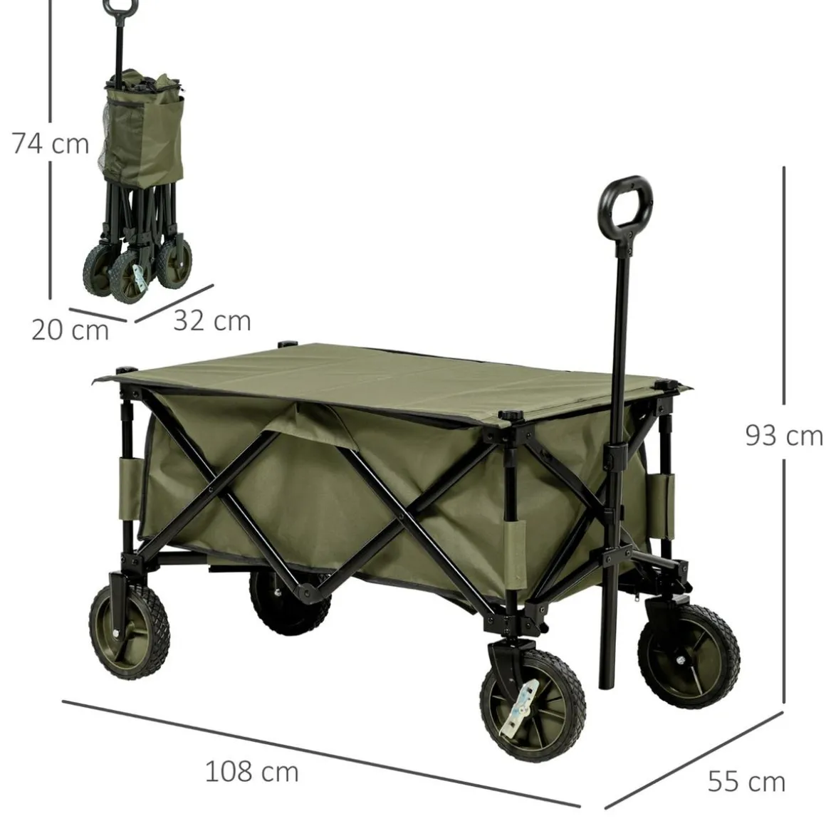 Outsunny - Carro con tablero plegable Verde