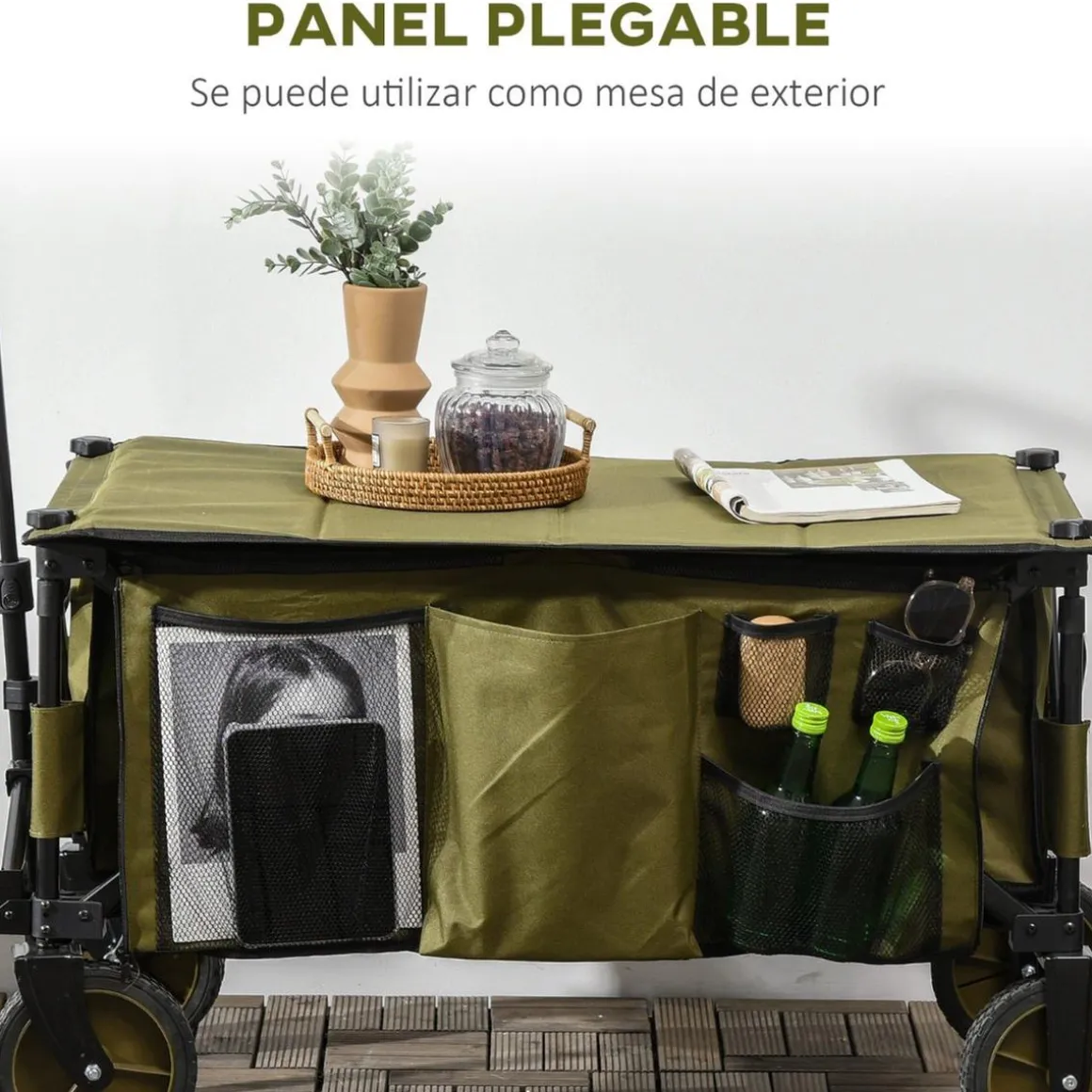 Outsunny - Carro con tablero plegable Verde