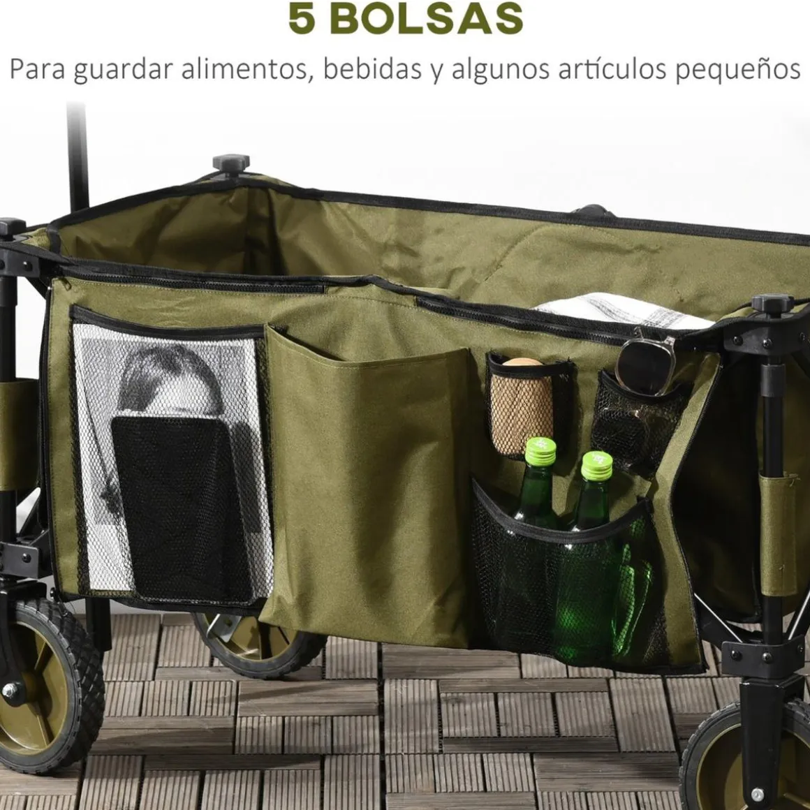 Outsunny - Carro con tablero plegable Verde