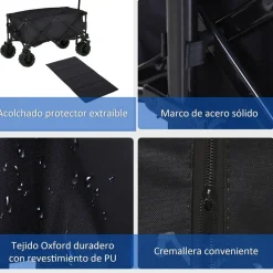 Outsunny - Carro de playa plegable