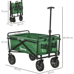 Outsunny - Carro plegable con mango ajustable Verde