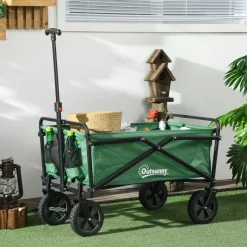 Outsunny - Carro plegable con mango ajustable Verde