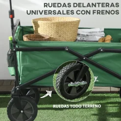 Outsunny - Carro plegable con mango ajustable Verde