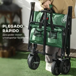 Outsunny - Carro plegable con mango ajustable Verde