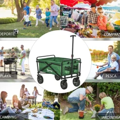 Outsunny - Carro plegable con mango ajustable Verde