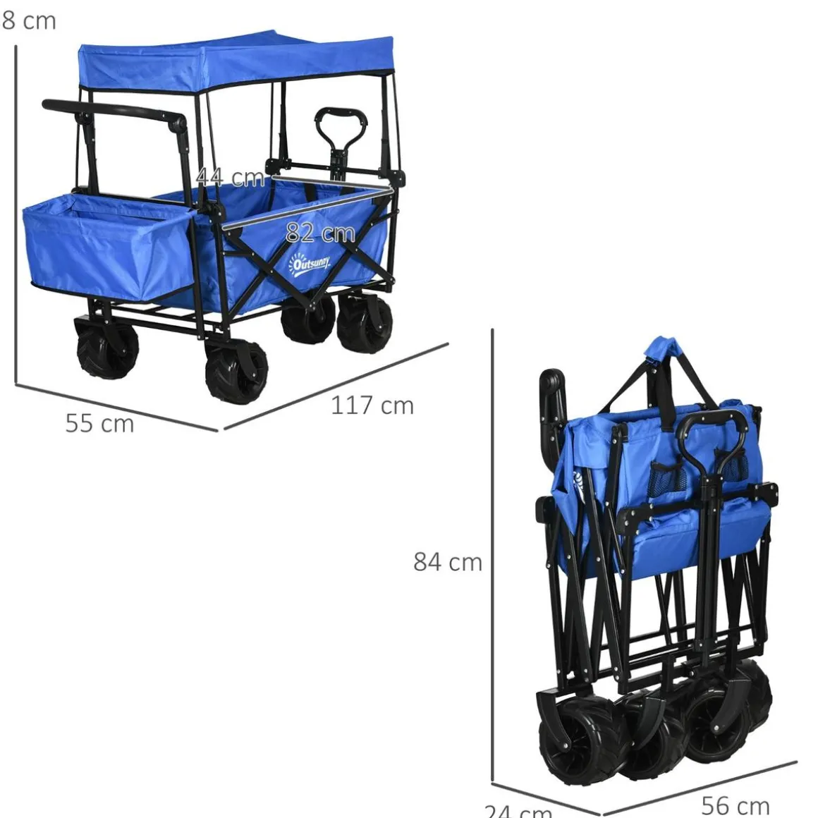 Outsunny - Carro plegable con toldo Azul
