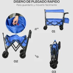 Outsunny - Carro plegable con toldo Azul