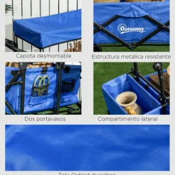 Outsunny - Carro plegable con toldo Azul