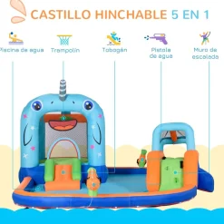 Outsunny - Castillo hinchable 5 en 1 unicornio