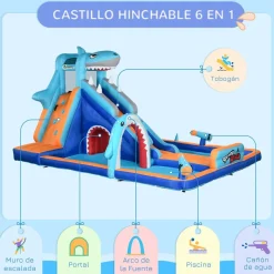 Outsunny - Castillo hinchable Tiburón