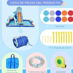 Outsunny - Castillo hinchable Tiburón