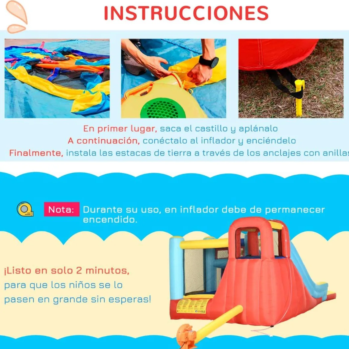 Outsunny - Castillo hinchable con inflador