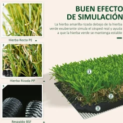 Outsunny - Césped artificial 3x1m altura de hierba 25mm