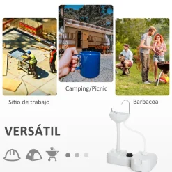 Outsunny - Lavamanos portátil con dispensador de jabón