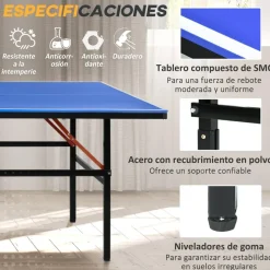 Outsunny - Mesa Ping Pong plegable con Red, Palas y Pelotas