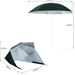 Outsunny - Parasol con dos paneles laterales Verde