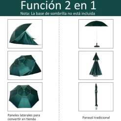 Outsunny - Parasol con dos paneles laterales Verde