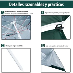 Outsunny - Parasol con dos paneles laterales Verde