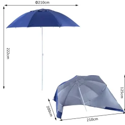 Outsunny - Parasol con dos paneles laterales Azul