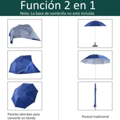 Outsunny - Parasol con dos paneles laterales Azul