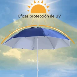 Outsunny - Parasol con dos paneles laterales Azul