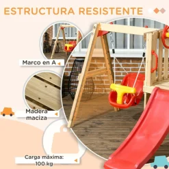 Outsunny - Parque de juego con tobogán y columpio