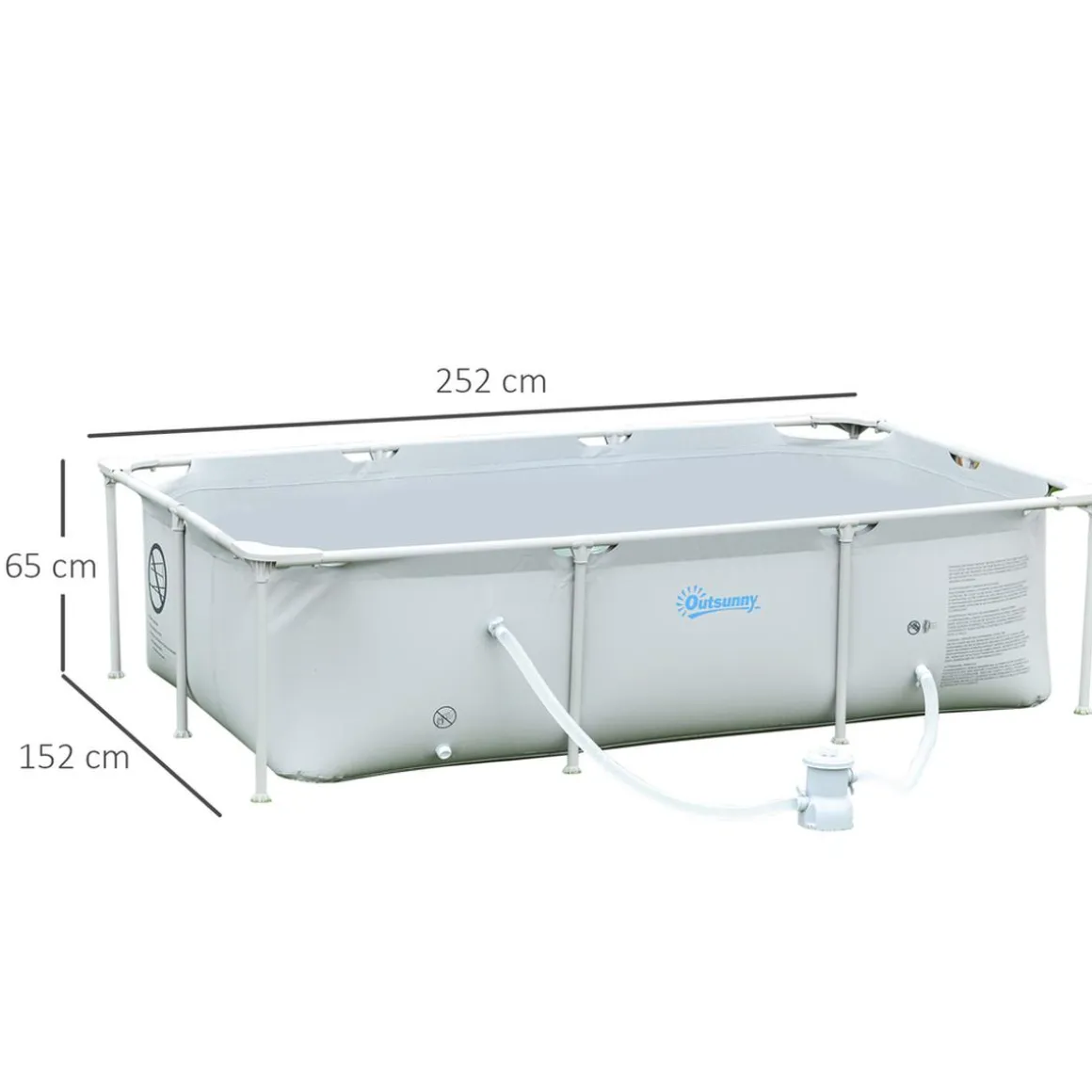 Outsunny - Piscina desmontable tubular gris 2.000 l con depuradora