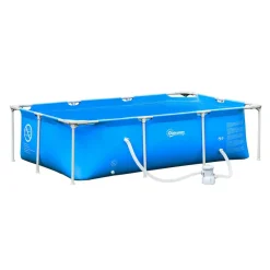 Outsunny - Piscina desmontable tubular de acero azul 2.100 l con depuradora
