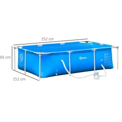Outsunny - Piscina desmontable tubular de acero azul 2.100 l con depuradora