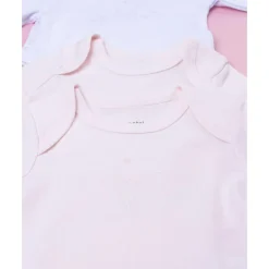 Pack 5 bodies de manga larga para bebé niña en blanco y rosa