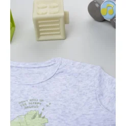 Pack 2 bodies de manga larga niño gris y blanco con dinosaurios
