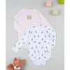 Pack 2 bodies de manga larga niña rosa y blanco con ositos