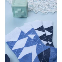 Pack 4 calcetines altos niño azul con fantasía