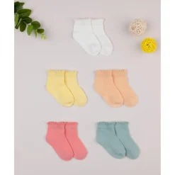 Pack 5 Calcetines Bebé Niña Multicolor Tinta Unica