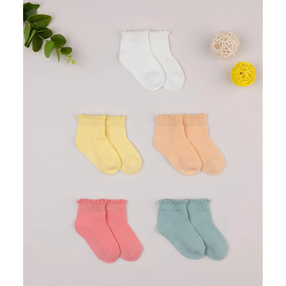 Pack 5 Calcetines Bebé Niña Multicolor Tinta Unica