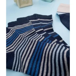 Pack 3 Calcetines Bebé Niño Azul con Rayas Finas