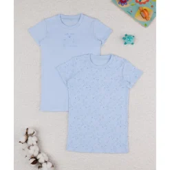 Pack 2 camiseta niña azul algodón orgánico