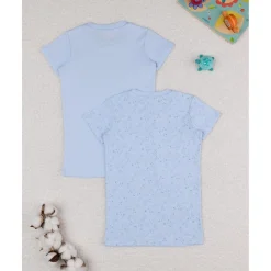 Pack 2 camiseta niña azul algodón orgánico
