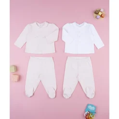 Pack 2 conjuntos de bebé en terciopelo con estampado de conejitos