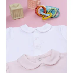 Pack 2 conjuntos de bebé en terciopelo con estampado de conejitos
