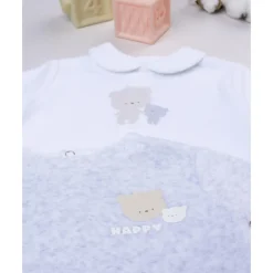 Pack 2 conjuntos de bebé en terciopelo blanco y gris