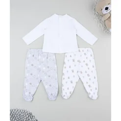 Pack 2 conjuntos oso recién nacido blanco/gris