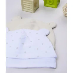 Pack 2 gorros de recién nacida en tonos crema y beige