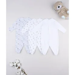 Pack 3 pijamas corredino para bebé con estampado de ositos