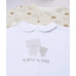 Pack 2 pijamas de bebé amarillo y blanco en terciopelo