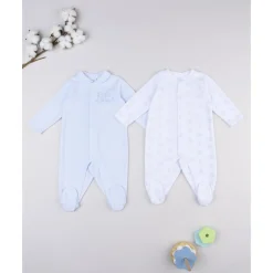 Pack 2 pijamas de bebé niño en terciopelo con estampado de perritos