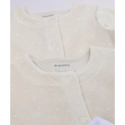 Pack 3 pijamas largos de bebé en blanco y beige
