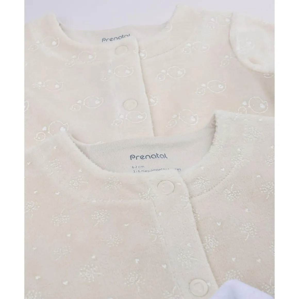 Pack 3 pijamas largos de bebé en blanco y beige