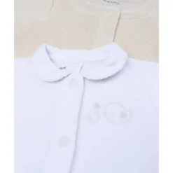 Pack 3 pijamas largos de bebé en blanco y beige
