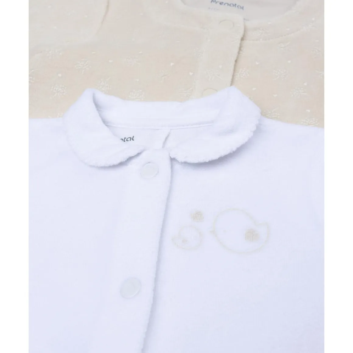 Pack 3 pijamas largos de bebé en blanco y beige